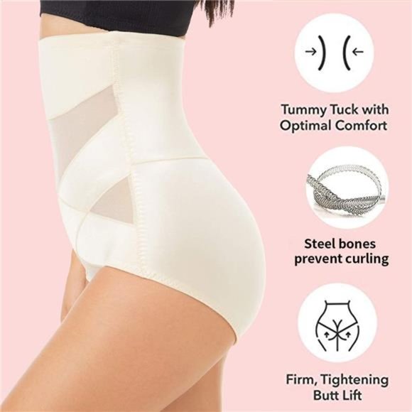 WOMEN's Hi-Waist Tummy Control Shapewear Beige - Picture 3 of 5